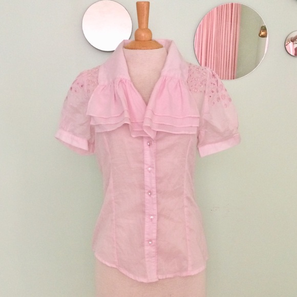 ModCloth Pink Embroidered Blouse - Picture 2 of 8